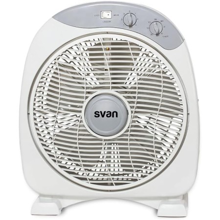 Svan Ventilador de Suelo Gris 12", 35 W, SVS351200. Temporizador de 60 min, 5 Aspas, Control Manual
