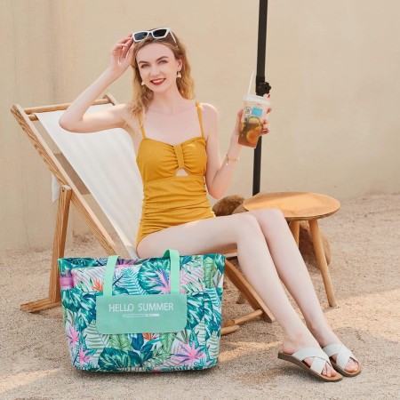 Myhozee Borsa Mare Grande xxl Famiglia,Borsa da Spiaggia Donna， con chiusura lampo, borsa estiva da spiaggia, impermeabile, per