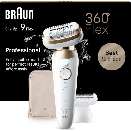 Braun Silk-épil 9 Flex Depiladora Eléctrica Mujer para una Depilación más fácil, 4 Accesorios, Funda, 9-006 Flex