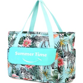 Myhozee Bolsa de Playa XXL Familiar Impermeable Bolsa de Baño Señoras Bolsa de Playa Grande con Cremallera y Correa para Manta