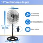 UBOON Ventilador de Pie Potente 75W | 3 Velocidades & Oscilación | Altura Regulable | Silencioso | Base Estable | Ideal para