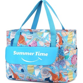 Myhozee Bolsa de Playa XXL Familiar Impermeable Bolsa de Baño Señoras Bolsa de Playa Grande con Cremallera y Correa para Manta