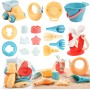 Dewocke 17 Piezas Conjunto de Juguetes Playa Bebe, Juguetes de Playa para Niños con Bolsa, Moldes de Arena, Rueda de Agua,