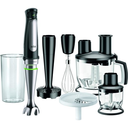Braun Minipimer 7 MQ7087X - Batidora de Mano de 1000W, Minipicadora de 350ml, Pasapuré, Varillas, Procesador de Alimentos con 3