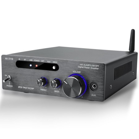 4.1 Canales Amplificador, 1600W Audio Amplificador, Bluetooth 5.0 Mini Hi-Fi Digital Amperio Integrado para los altavoces del