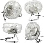Max Star Ventilador de Sobremesa y Suelo 12" Silencioso, 3 Velocidades, Acabado de Acero, 47W, Inclinable, Seguro, 3 Aspas