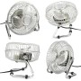 Max Star Ventilador de Sobremesa y Suelo 12" Silencioso, 3 Velocidades, Acabado de Acero, 47W, Inclinable, Seguro, 3 Aspas