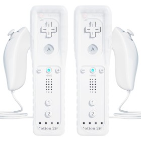 TechKen Pack de 2 Mandos para Wii con Muñequera,Wii Mando a Distancia Remote Controller para Wii con Motion Plus y Nunchuk