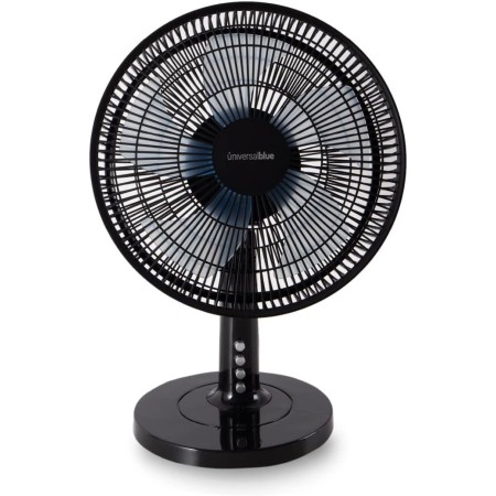 UNIVERSALBLUE Ventilador Sobre Mesa Silencioso Negro 35W | 5 Aspas | 3 Velocidades | Control mecánico | Modo Oscilación |