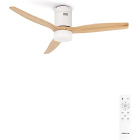 CREATE / WINDCALM/Ventilador de techo ABS con luz blanco aspas efecto madera clara y mando / 40W, Silencioso, Ø132 cm, 6