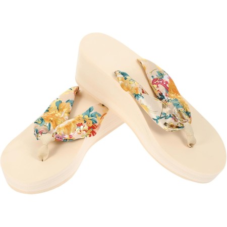 Holibanna Chanclas con Cuña de Bohemia Zapatillas de Playa para Mujer Talla 36 6Us 3. 5Uk 36. 5Eu (Beige)