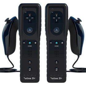 TechKen 2 Piezas Controller para Wii con Nunchuck,Mando Wii Motion Plus Integrado con Nunchuk Controller Funda de Silicona