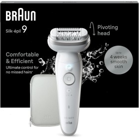 Braun Silk-épil 9, Depiladora Eléctrica Para Una Eliminación Del Vello Fácil, Piel Suave Duradera, 9-011, Blanca/Plateada