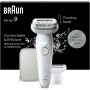 Braun Silk-épil 9, Depiladora Eléctrica Para Una Eliminación Del Vello Fácil, Piel Suave Duradera, 9-011, Blanca/Plateada