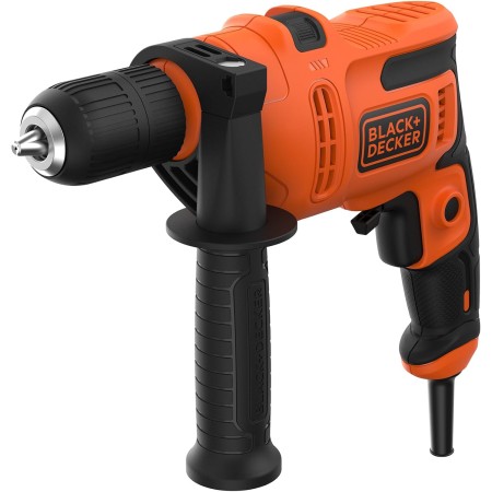 BLACK+DECKER Taladro Percutor con Cable 710W, Portabrocas 13mm, Incluye 4 Brocas, empuñadura lateral y maletín, Velocidad 0-2800