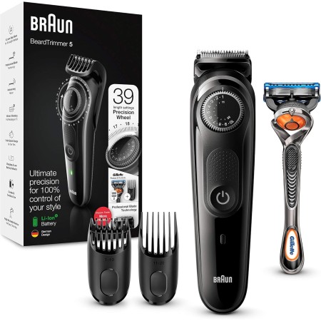 Braun Recortadora de Barba con Gillette Fusion 5 ProGlide Maquinilla de Afeitar Hombre, 2 Cabezales y 39 Ajustes de Longitud,