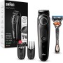 Braun Recortadora de Barba con Gillette Fusion 5 ProGlide Maquinilla de Afeitar Hombre, 2 Cabezales y 39 Ajustes de Longitud,