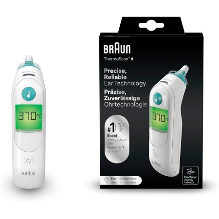 Braun ThermoScan 3 Termómetro de oído , Medición rápida en 1 segundo , Indicador acústico de fiebre , Pantalla digital , Apto
