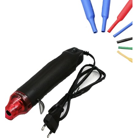Mini pistola de aire caliente con 164 tubos termorrectráctiles, enchufe europeo 220V. Pistola de calor para resina epoxi o