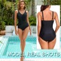 BDSHUNBF Traje de Baño de Una Pieza, Bañadores Mujer Reductores, Control de Barriga Fruncido Bañador Halter Cuello en V Push Up,