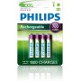Philips R03B4A70/10 - Pack de 4 Pilas Recargables - NiMh, AAA Pilas
