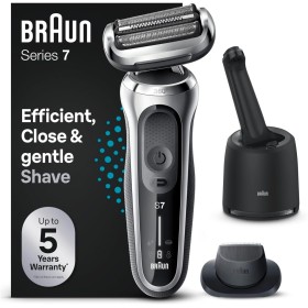 Braun Series 7 Afeitadora Eléctrica Hombre, Máquina de Afeitar Barba con Recortadora De Precisión EasyClick, Centro De Limpieza
