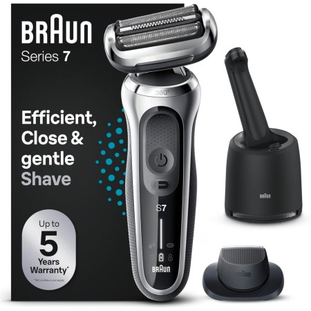 Braun Series 7 Afeitadora Eléctrica Hombre, Máquina de Afeitar Barba con Recortadora De Precisión EasyClick, Centro De Limpieza