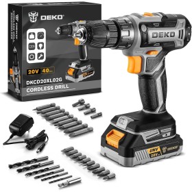 Taladro eléctrico inalámbrico: DEKOPRO Taladro inalámbrico de 20 V taladro inalámbrico con batería y cargador, kit de taladro de