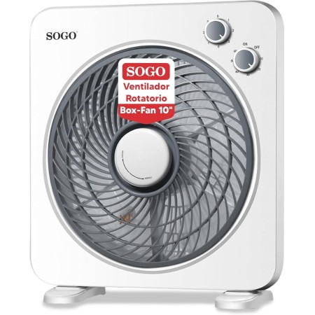 SOGO Ventilador Rotatorio Box-Fan 10" Con Temporizador 60 Minutos - Ventilador Compacto Bajo Ruido Para Dormitorio - 3
