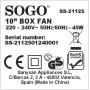 SOGO Ventilador Rotatorio Box-Fan 10" Con Temporizador 60 Minutos - Ventilador Compacto Bajo Ruido Para Dormitorio - 3