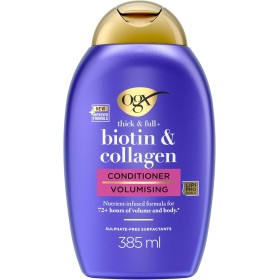 OGX Biotin & Collagen Thick & Full+ Conditioner (385 ml), acondicionador voluminizador de biotina y colágeno, texturizador de