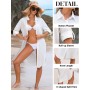 CMTOP Vestido Playa Mujer Verano Casual Camisola Playa Largos Cuello en V Camisa de Manga Larga con Botón Suelto Traje de Baño