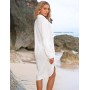 CMTOP Vestido Playa Mujer Verano Casual Camisola Playa Largos Cuello en V Camisa de Manga Larga con Botón Suelto Traje de Baño
