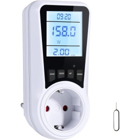 Vinabo Medidor de consumo eléctrico, contador de potencia de consumo de corriente, 16 A/3680 W, medidor de potencia con pantalla