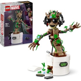 LEGO Marvel Groot Bailarín Figura Articulada del Personaje de Guardianes de la Galaxia, Juguete de Construcción de Superhéroes,