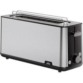 Braun PurShine HT1610BK, Tostadora con Ranura Extra Larga y 8 Niveles de Tostado, Funciones para Recalentar y Descongelar,
