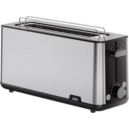 Braun PurShine HT1610BK, Tostadora con Ranura Extra Larga y 8 Niveles de Tostado, Funciones para Recalentar y Descongelar,