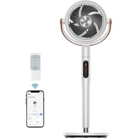 Dreo Smart Ventilador de Pie Silencioso 25dB, 30M de Viento, Turbo Circulador Ventiladores con Mando, 6 Modos, 8 Velocidades,