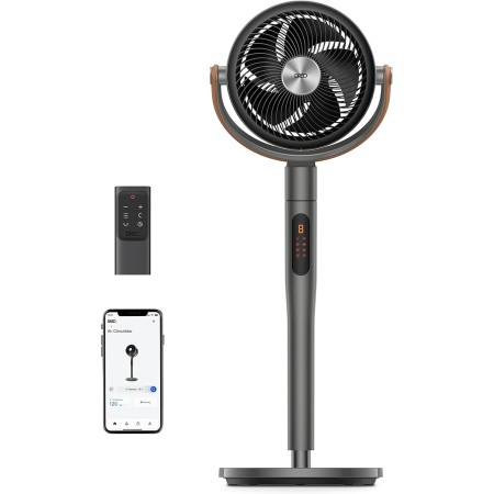 Dreo Smart Ventilador de Pie Silencioso 25dB, 30M de Viento, Turbo Circulador Ventiladores con Mando, 6 Modos, 8 Velocidades,