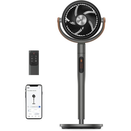 Dreo Smart Ventilador de Pie Silencioso 25dB, 30M de Viento, Turbo Circulador Ventiladores con Mando, 6 Modos, 8 Velocidades,