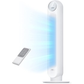 Dreo 20dB ventilador de pie silencioso, ventiladores de torre con velocidad de 7,6 m/s, 4 velocidades, rotación de 90°,