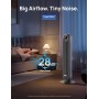 Dreo 20dB ventilador de pie silencioso, ventiladores de torre con velocidad de 7,6 m/s, 4 velocidades, rotación de 90°,