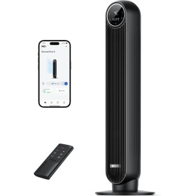 Dreo ventilador de pie silencioso, ventilador de torre con velocidad de 7,6 m/s, 4 velocidades, rotación de 90°, temporizador de