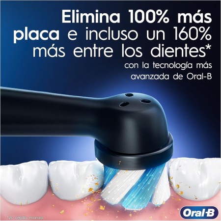 Oral-B iO 5N Cepillo de Dientes Eléctrico con Mango Recargable, 3 Cabezales y Estuche De Viaje, Diseñado por Braun - Negro , El