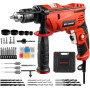 Enventor Taladro Percutor con Cable 900W, 37 Accesorios, Función 2 en 1, Velocidad Variable 0-3000RPM, Mango Auxiliar de 360°,