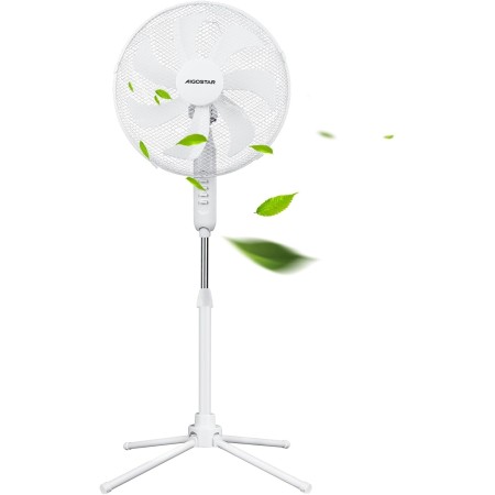 Aigostar Ventilador de Pie con 7 aspas, 50W, diámetro 41 cm. Ventilador de pie silencioso oscilante 75°, 3 Velocidades y altura