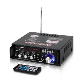 Amplificador Audio 600W, HiFi Audio Stereo Bluetooth Radio Portátil para Coche o Casa, con Mando a Distancia y Mini Amplificador