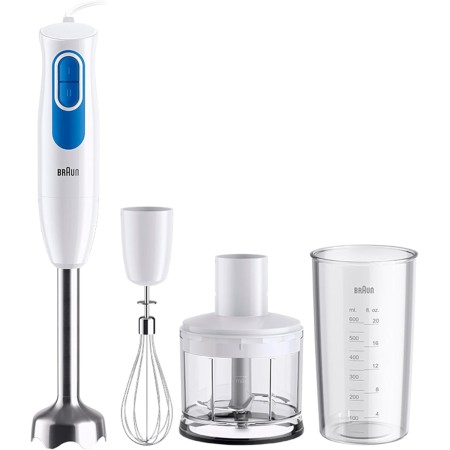 Braun Minipimer 2 MQ20236MWH, Batidora de Mano con Sistema EasyTwist, Batidora para Salsas y Smoothies, 2 Velocidades, Picadora