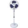 SVAN Ventilador de Pie Blanco y Azul 16", 40W, SVP401600OBA. 3 Velocidades, 3 Aspas, Soporte Base Redonda