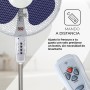 SVAN Ventilador de Pie Blanco y Azul 16", 40W, SVP401600OBA. 3 Velocidades, 3 Aspas, Soporte Base Redonda